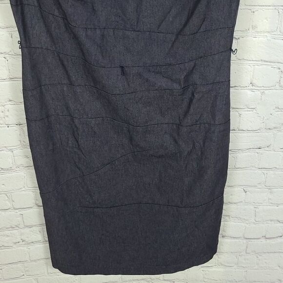 ALYX Chambray Sheath Seamed Dress Dark Denim Women's Size 6 Straight Career - Picture 4 of 6